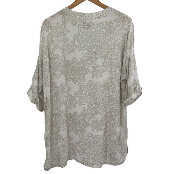 Life is Good white beige neutral print tunic size large - Picture 4 of 6